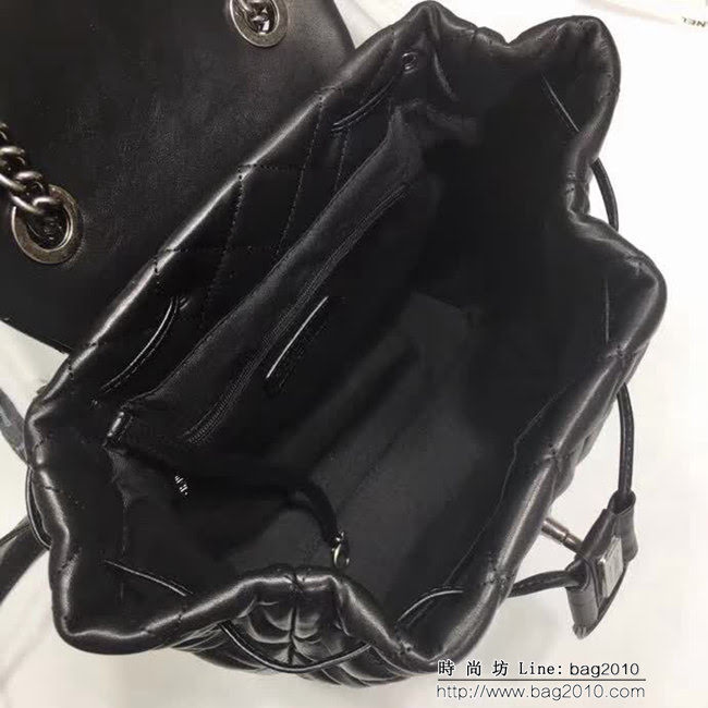 香奈兒CHANEL 91124黑色新款高仿原版時尚雙肩背包 DSC1306